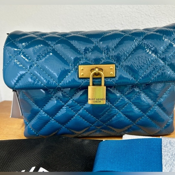 Kurt Geiger Brixon Dark Teal Quilted crossbody NWT - Picture 5 of 11